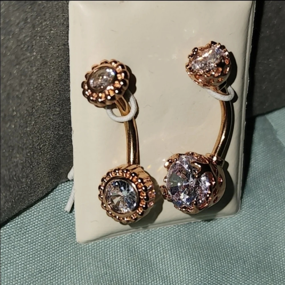 Crystal & CZ Belly Button Ring Set (014G) by Banter